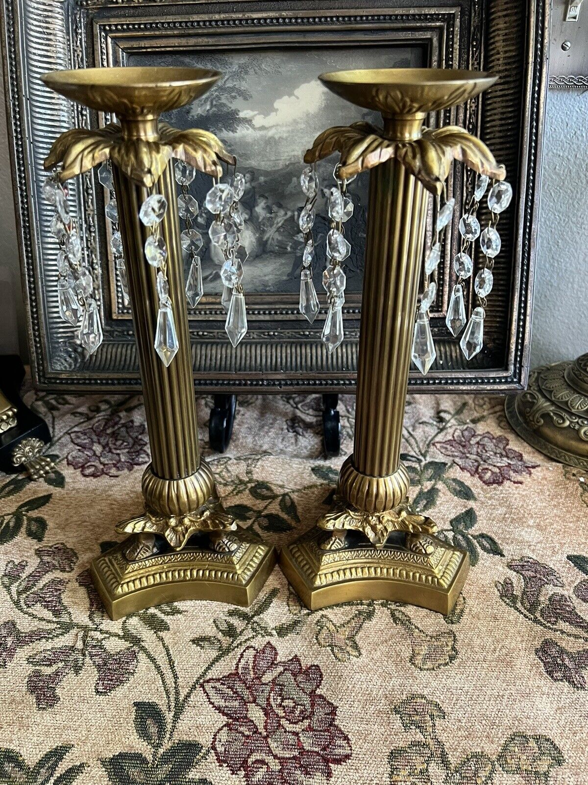 PAIR OF ANTIQUE FRENCH GILT BRONZE CANDLE HOLDERS,NEOCLASSICAL STYLE,