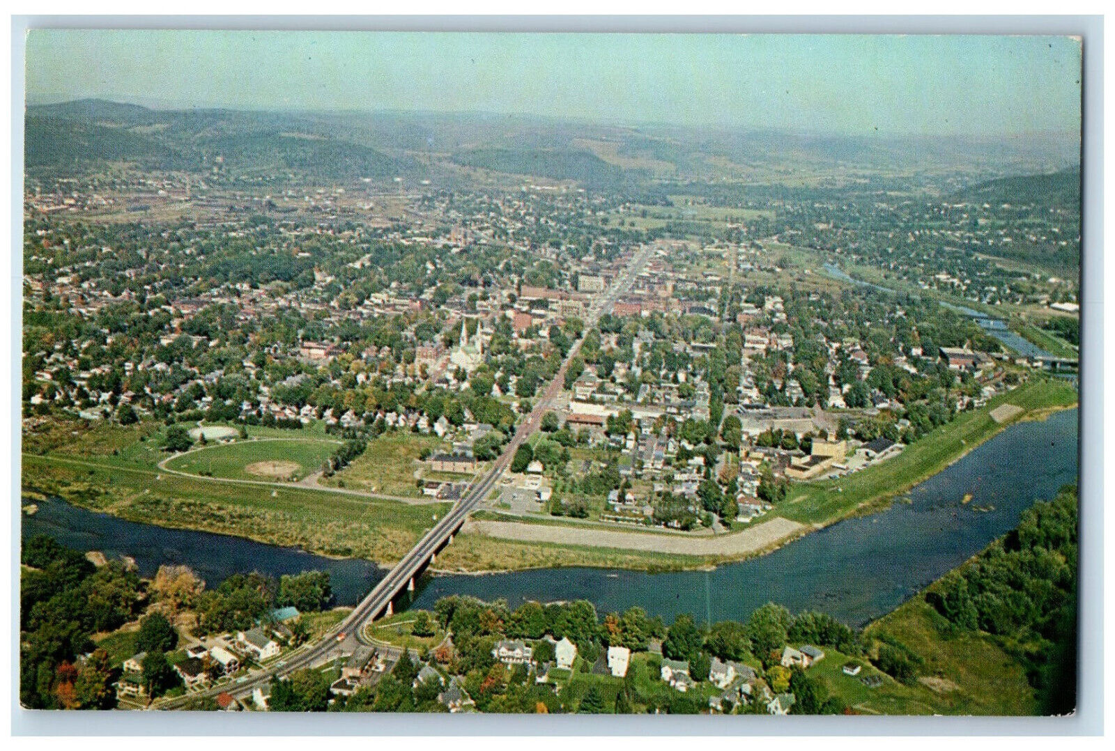 c1950\'s East of Allegany State Park, Aerial View of Olean New York NY Postcard