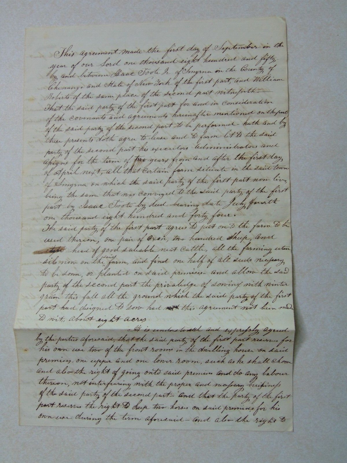 Vintage 1850 Contract handwritten William Roberts Charles Foote MBB46