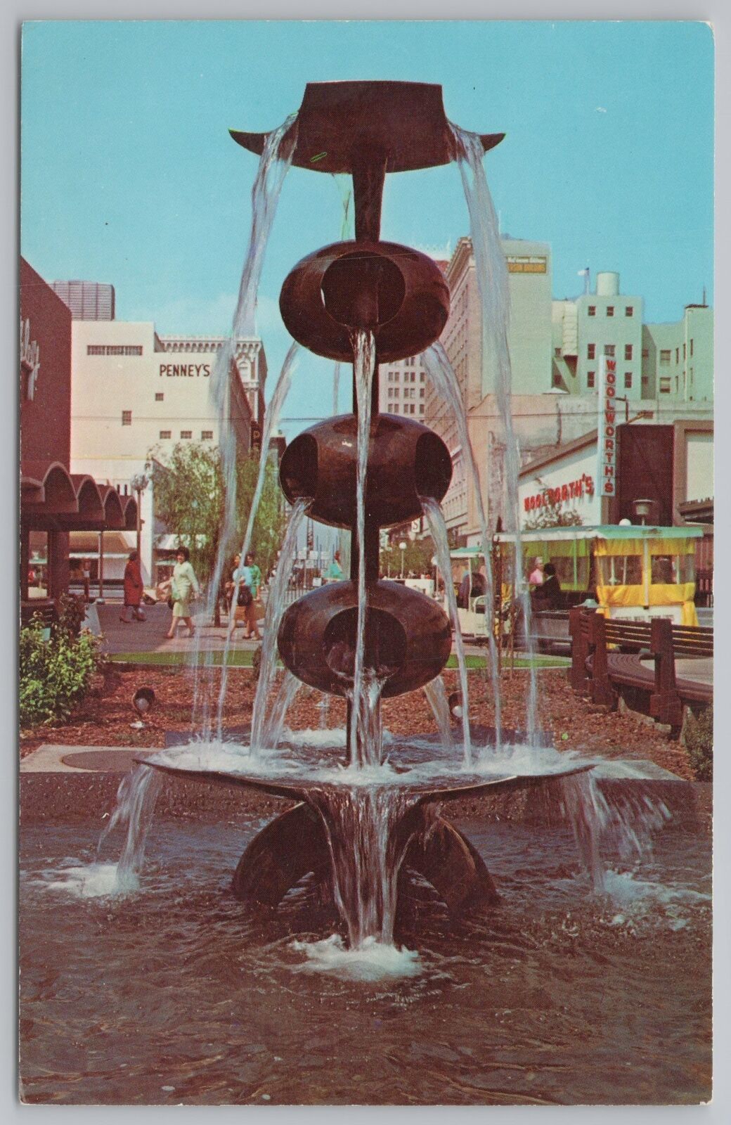 State View~Mall Water Fountain~Fresno CA~Dexter Press~Woolworths~Vintage PC