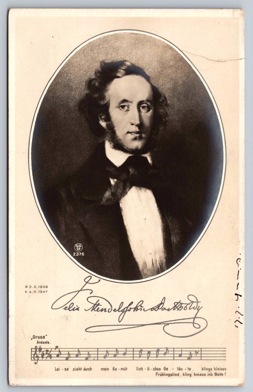 Postcard Music Composer Felix Mendelssohn