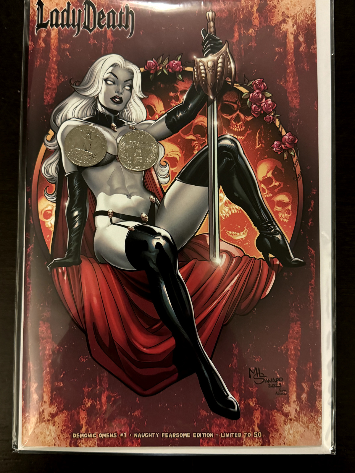 Lady Death Demonic Omens #1 Naughty Fearsome Edition Black Envelope Ltd to 50 NM