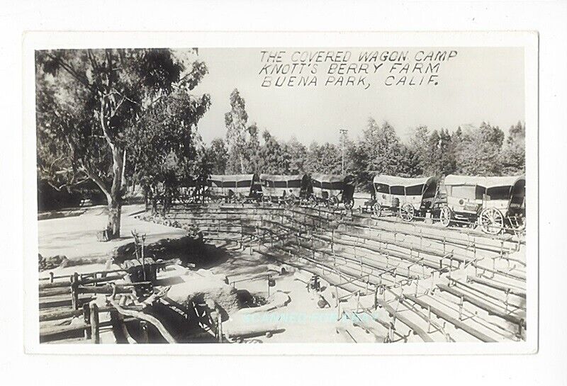 Knotts Berry Farm RPPC Covered Wagon Camp Unused