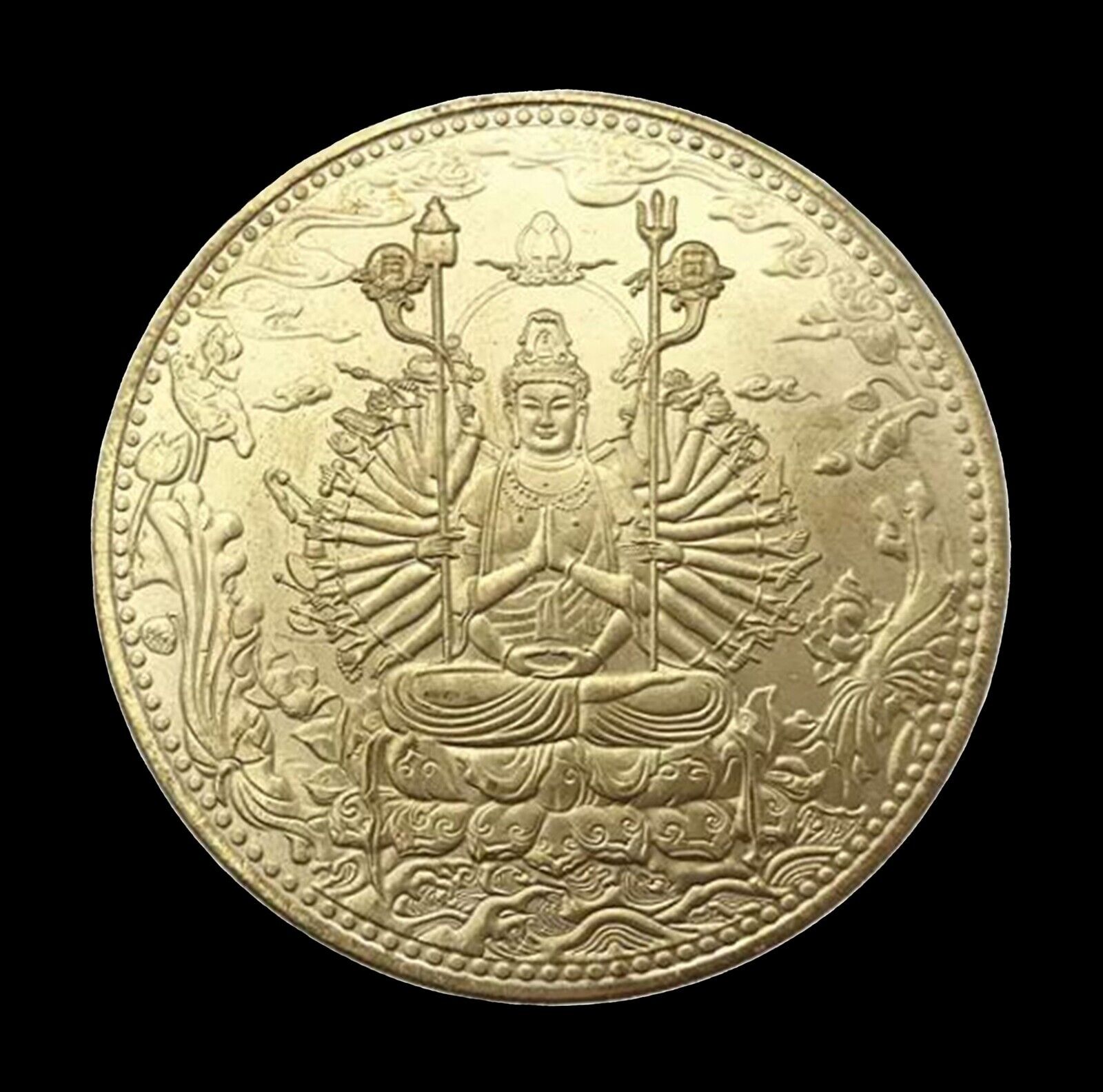 1000 Hand Buddha-Gold Alloy Coin-Avalokiteshvara-Guanyin-Heart Sutra-Bodhisattva
