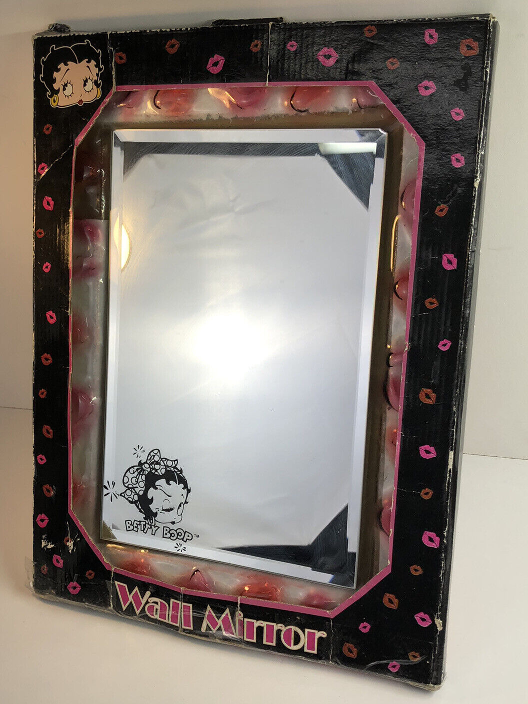 VINTAGE BETTY BOOP COLLECTABLE RARE 00s WALL MIRROR SIGN GLADS FRAME COLECTIBLE