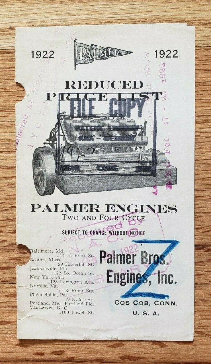 1922 Palmer Engines Sales Folder