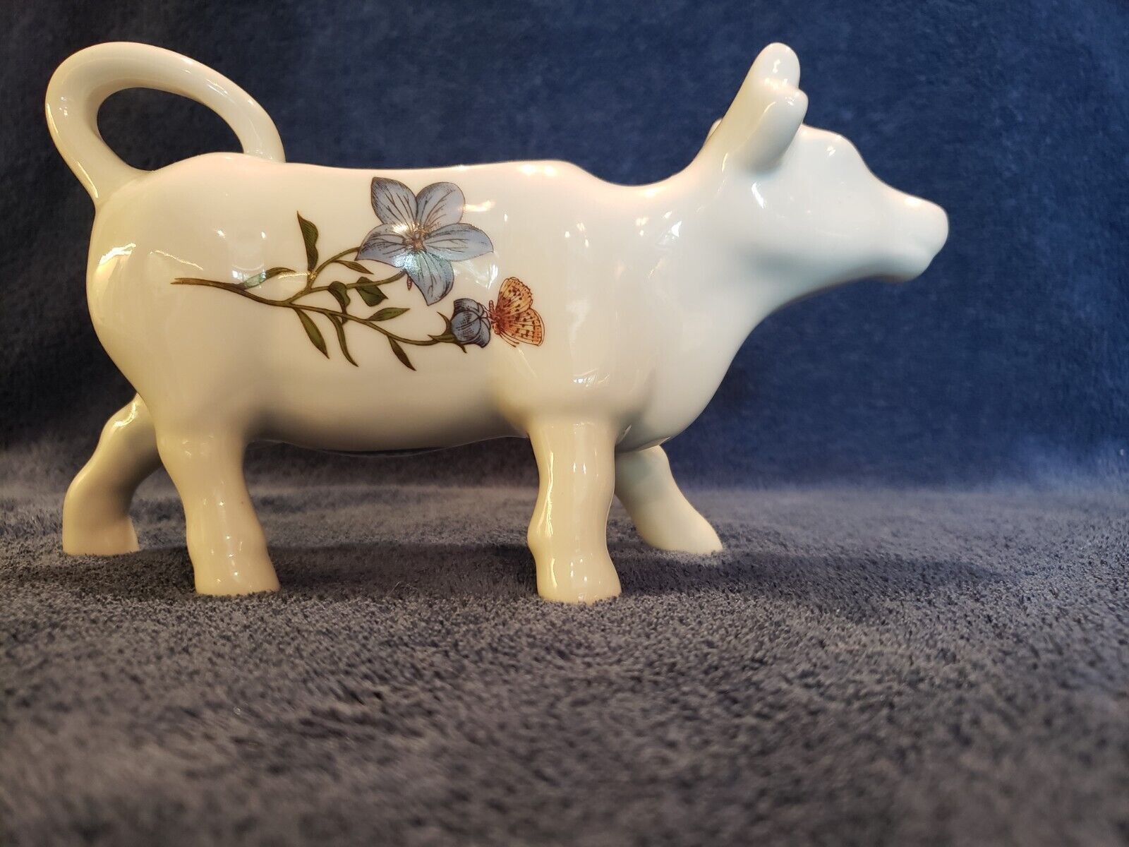 Vintage Cordon Bleu Intl  Cow Creamer with Hand painted flowers