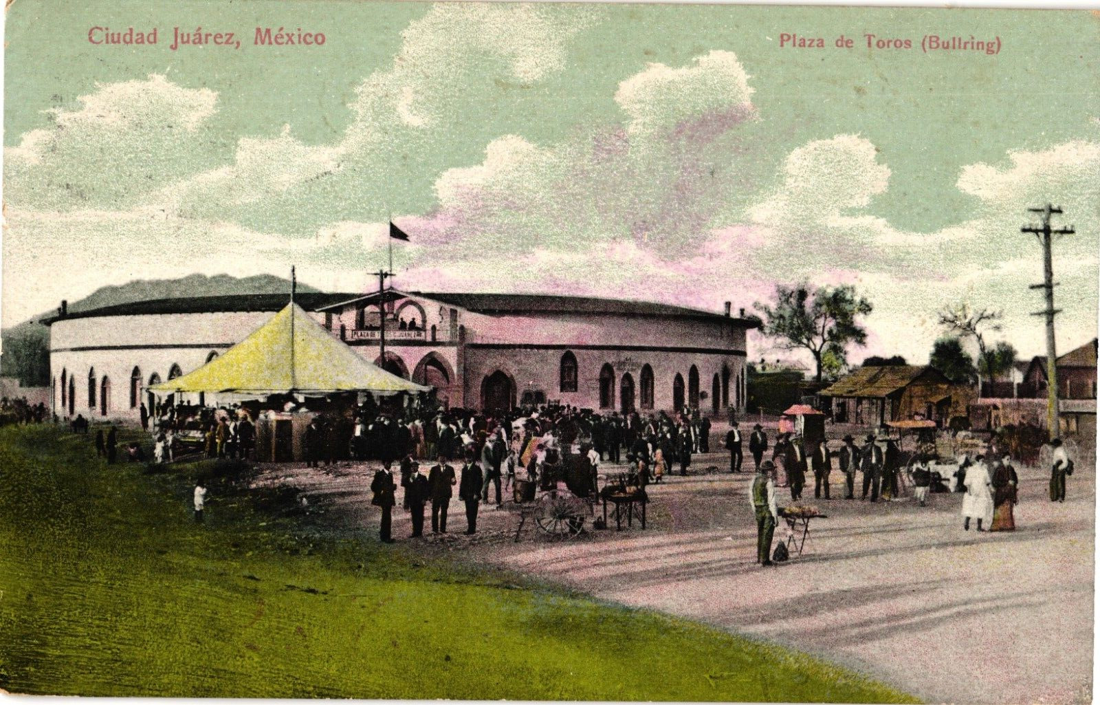 Plaze de Toros Bullring Ciudad Juarez Mexico Divided Postcard c1910
