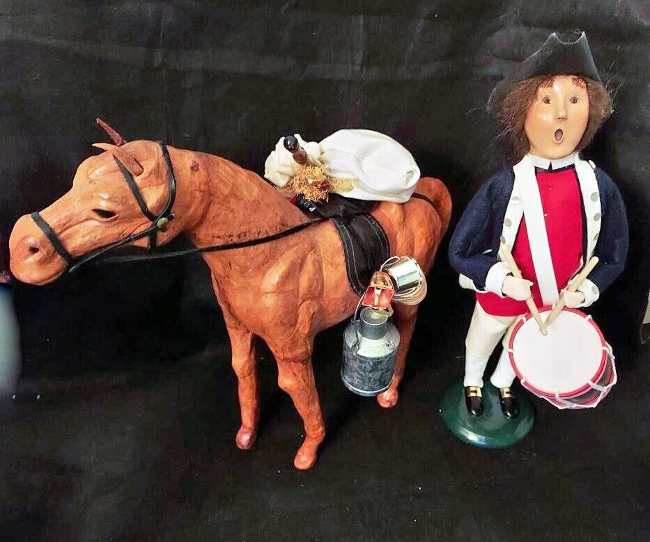 RARE Byers Choice Caroler American Drummer Soldier w/ Horse `