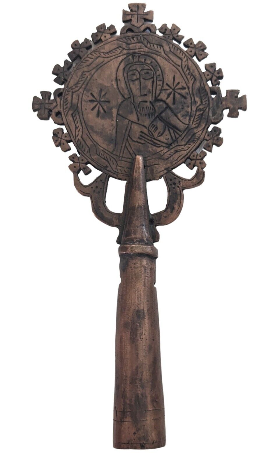 Antique Ethiopian Orthodox Coptic Christian Copper Processional Cross From Aksum