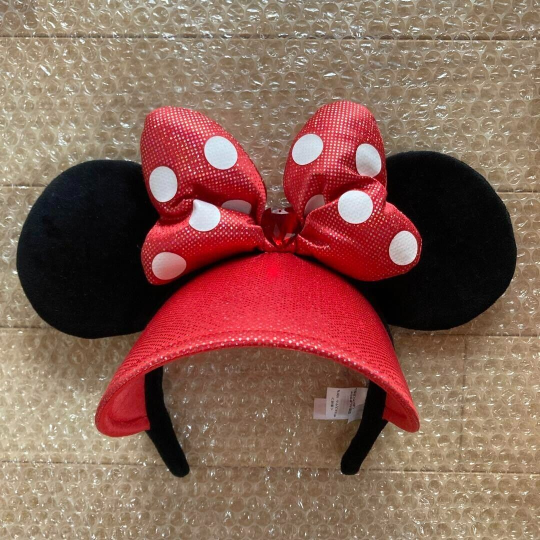 Tokyo Disney Resort Minnie Mouse Sun visor Headband Fun Cap hat Ear Red Summer