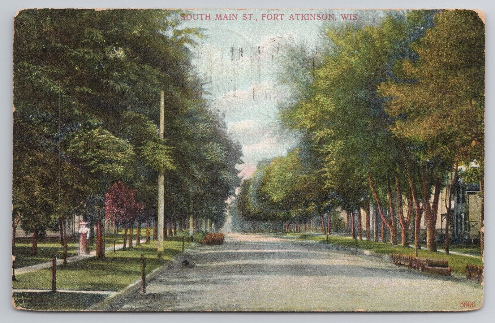 1908 Postcard South Main Street Fort Atkinson Wisconsin WI
