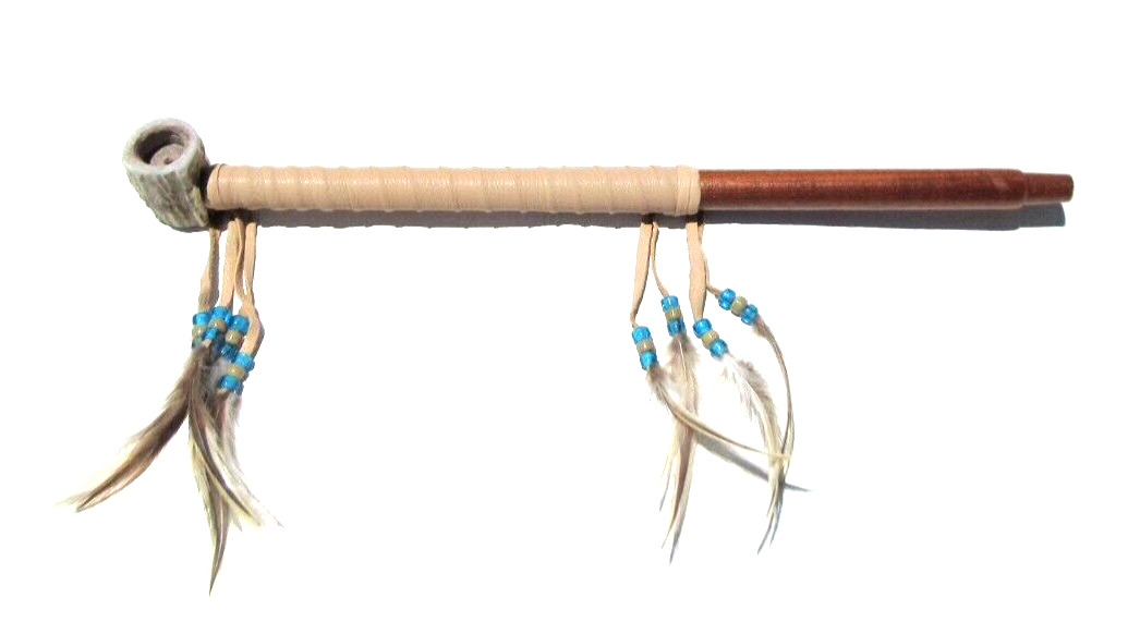 Native American Antler Peace Pipe, Cherokee Made, Smoking Pipe, COA, #777