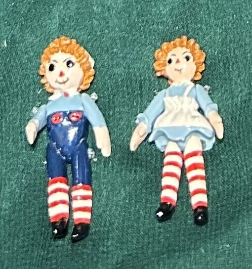 Minnie Maria Miniature Doll RAGGEDY ANN & ANDY Jointed Pewter Figurines