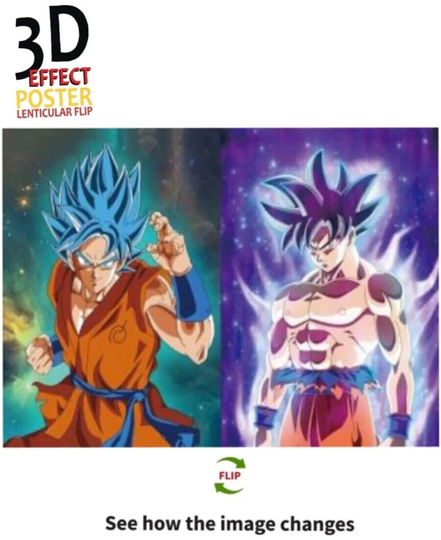 Goku-3D Lenticular Effect- Anime Dragon Ball Z Poster, 3 image change