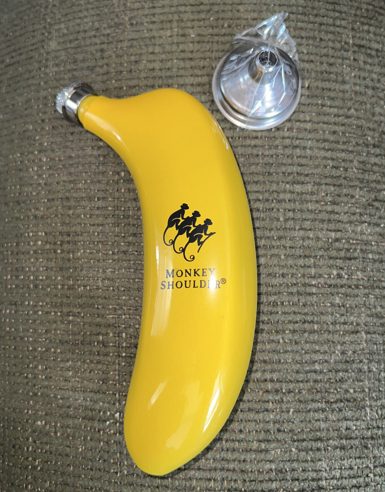 Monkey Shoulder Banana Liquor Flask.  “very unique “  USA w/funnel