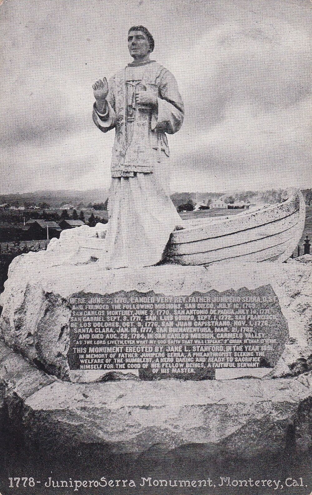 c1910 Junipero Serra Monument Statue MONUMENT Monterey CA UNPOSTED Postcard-J636