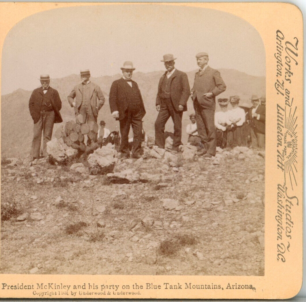 PRES McKINLEY And His Party on the Blue Tank Mountains, Arizona--Stereoview T28