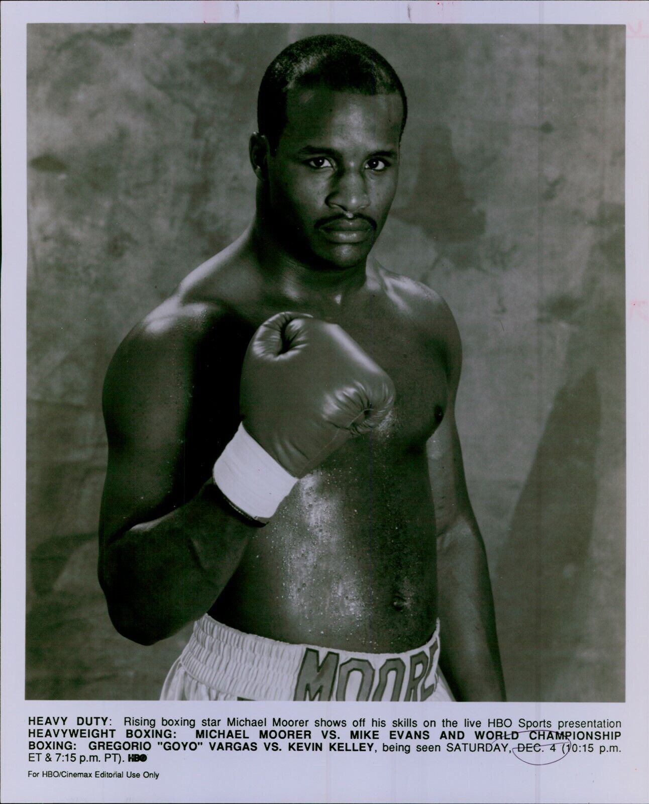 LG787 1993 Original Photo MICHAEL MOORER Heavyweight Boxing Fighter HBO Promo