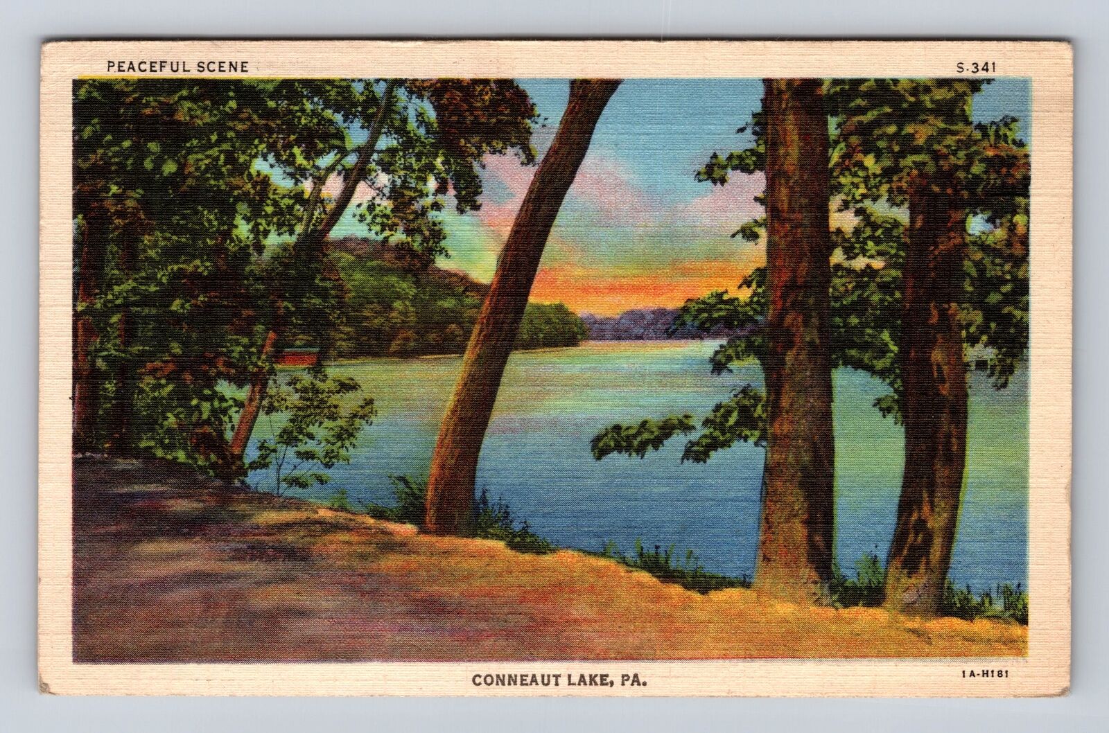 Conneaut Lake PA-Pennsylvania, Scenic Lake Views, Antique Vintage c1946 Postcard