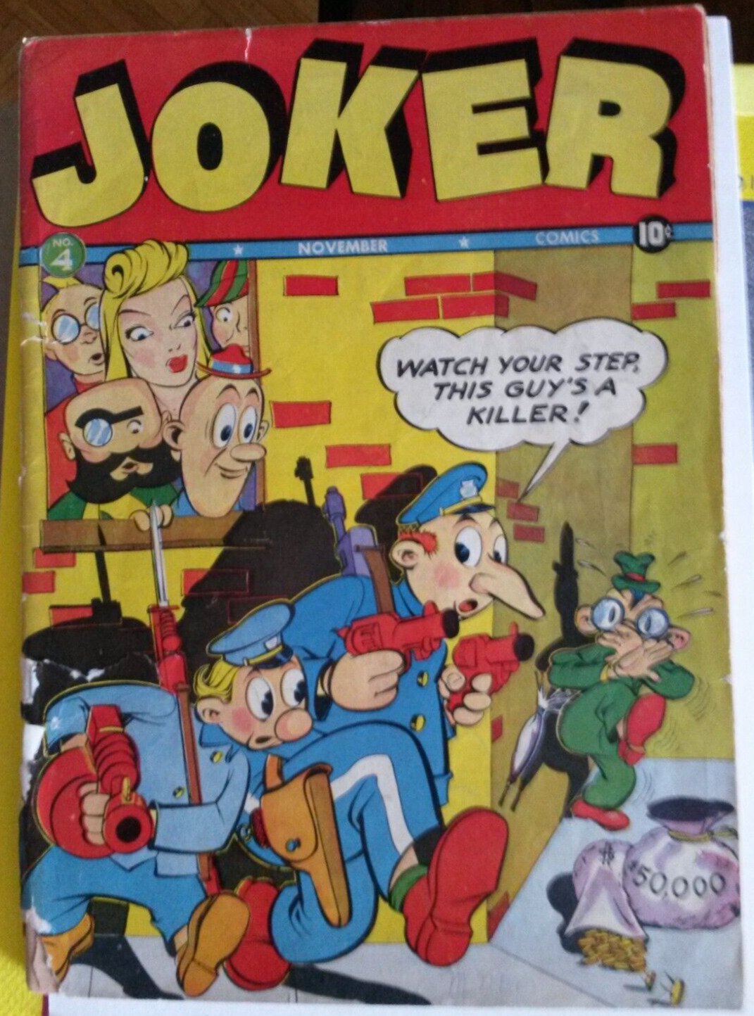 JOKER COMICS  #4 1942 BASIL WOLVERTON art GGA WWII ad for Marvel Mystery Comics