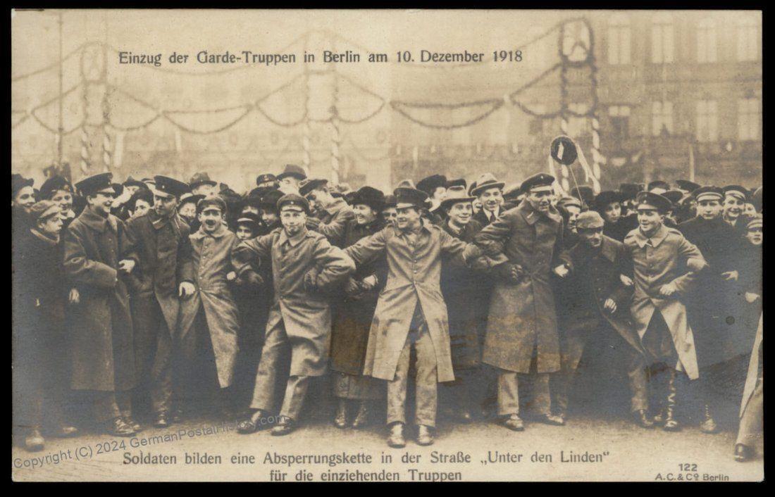 Germany 1918 Revolution Freikorps Arrival Of Guard Troops RPPC 87347