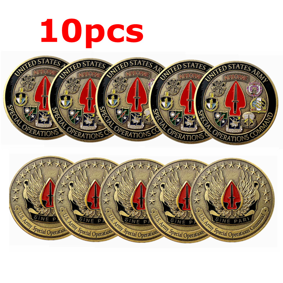 10pc US Military Army Special Operations Command Challenge Coin Collection