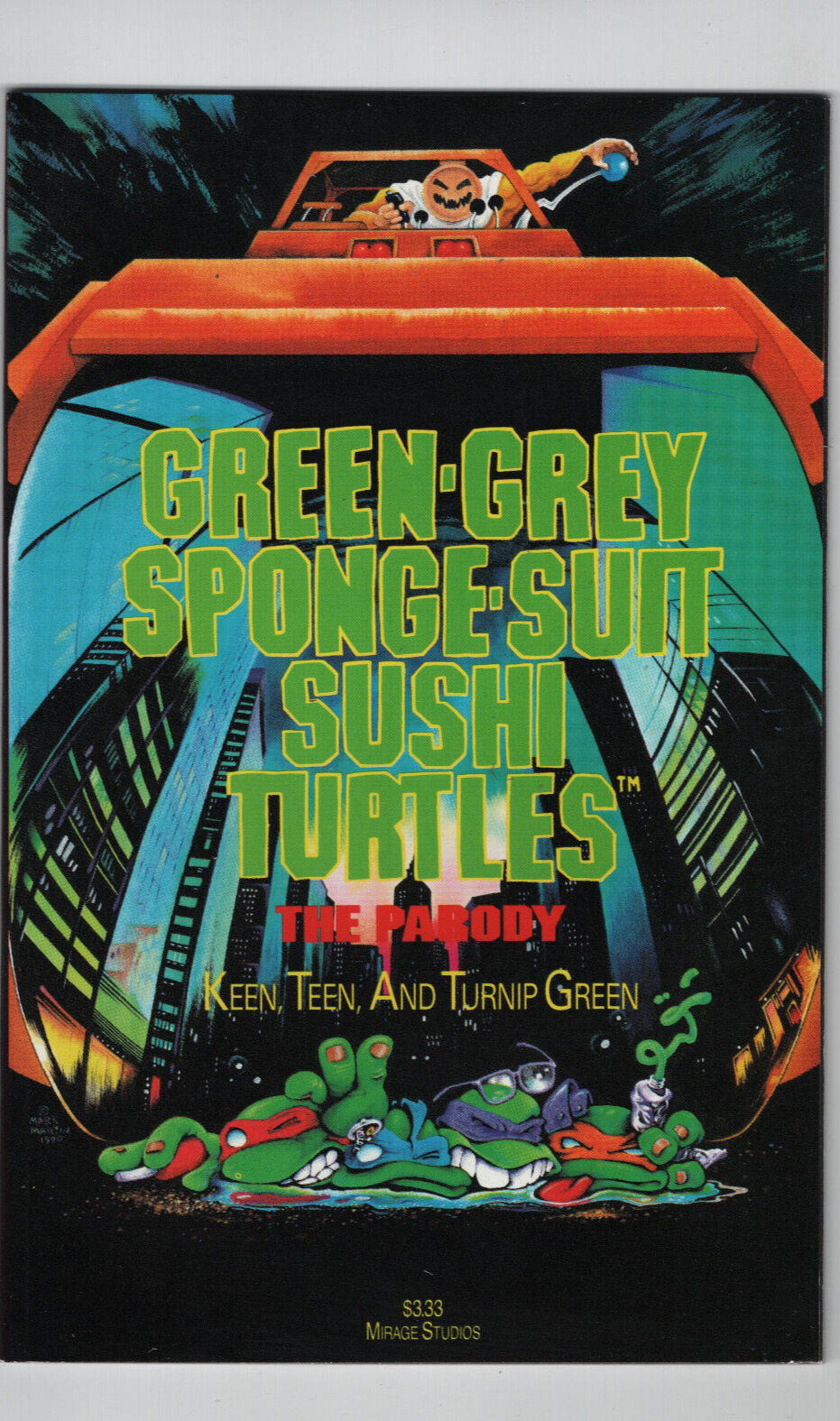 Green Grey Sponge Suit Sushi Turtles #1 Teenage Mutant Ninja Parody Mirage Comic