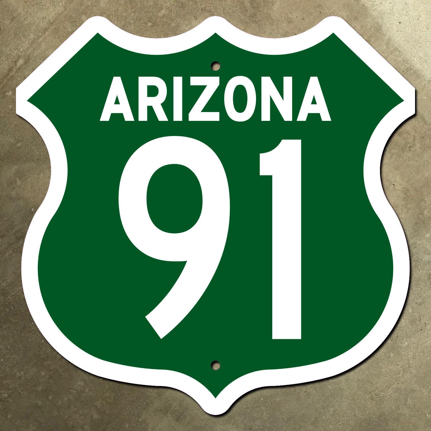 Arizona US route 91 Virgin River I-15 highway marker road sign green 1960 16x16