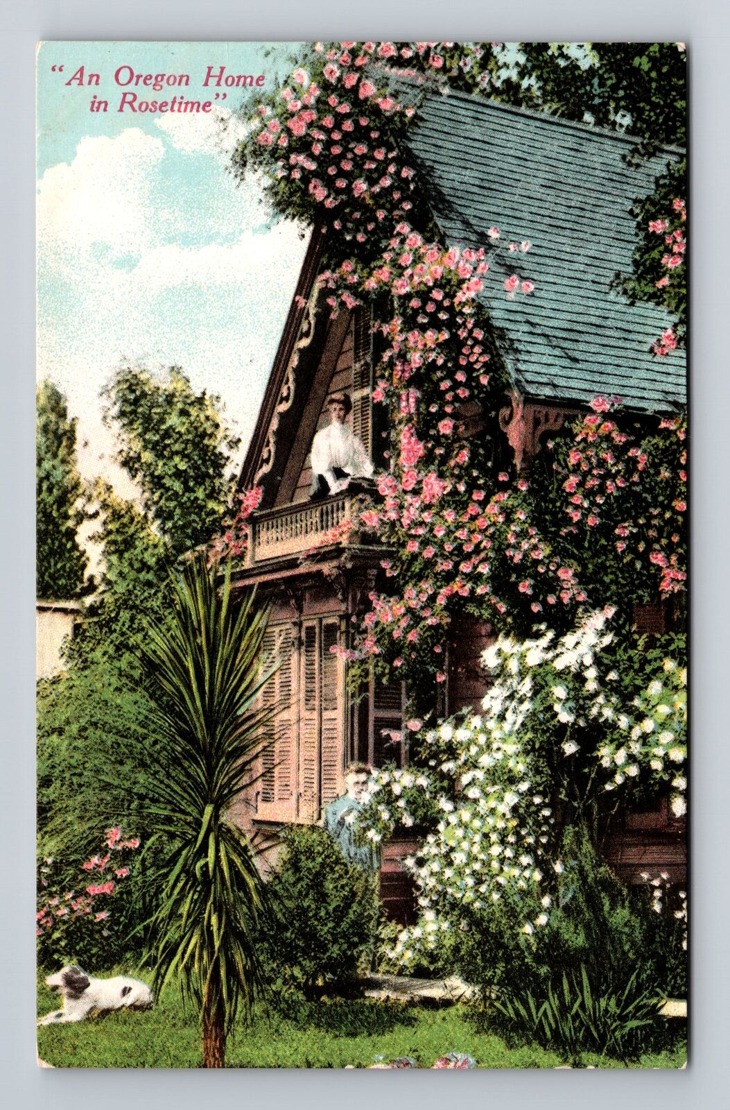 OR-Oregon, An Oregon Home In Rosetime, Antique, Vintage Postcard