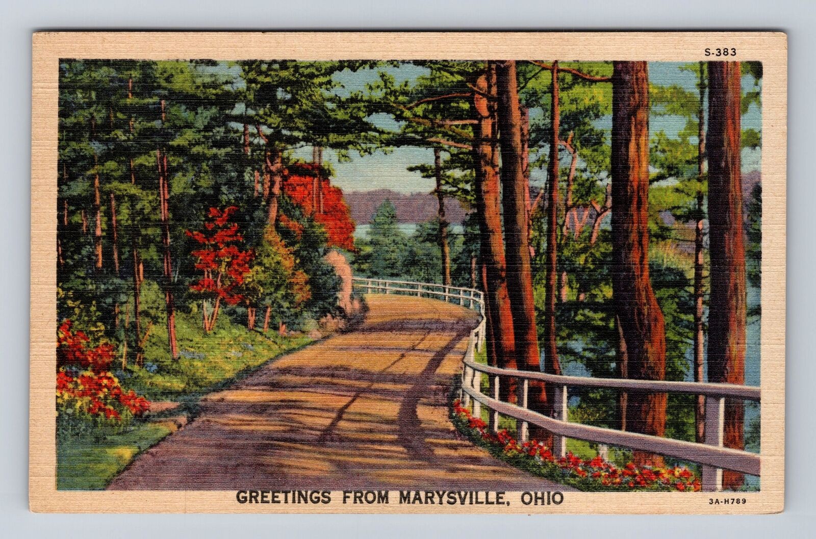 Marysville OH-Ohio, General Greetings Road View, Antique, Vintage Postcard