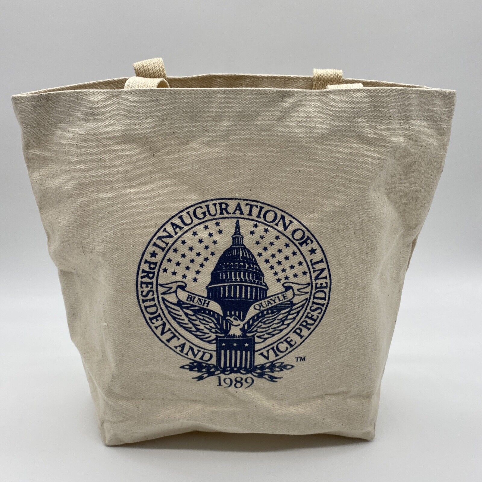 1989 INAUGURATION PRESIDENT AND VICE PRESIDENT Large Canvas Tote Bag