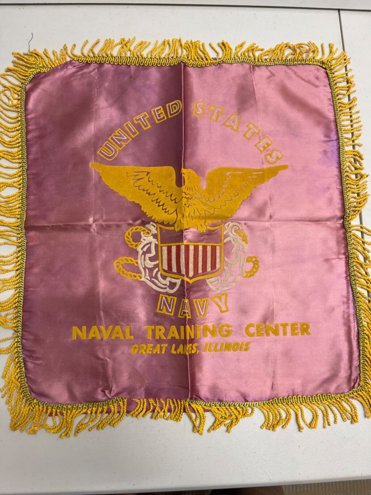 WWII Souvenir Pillowcase US Navy 