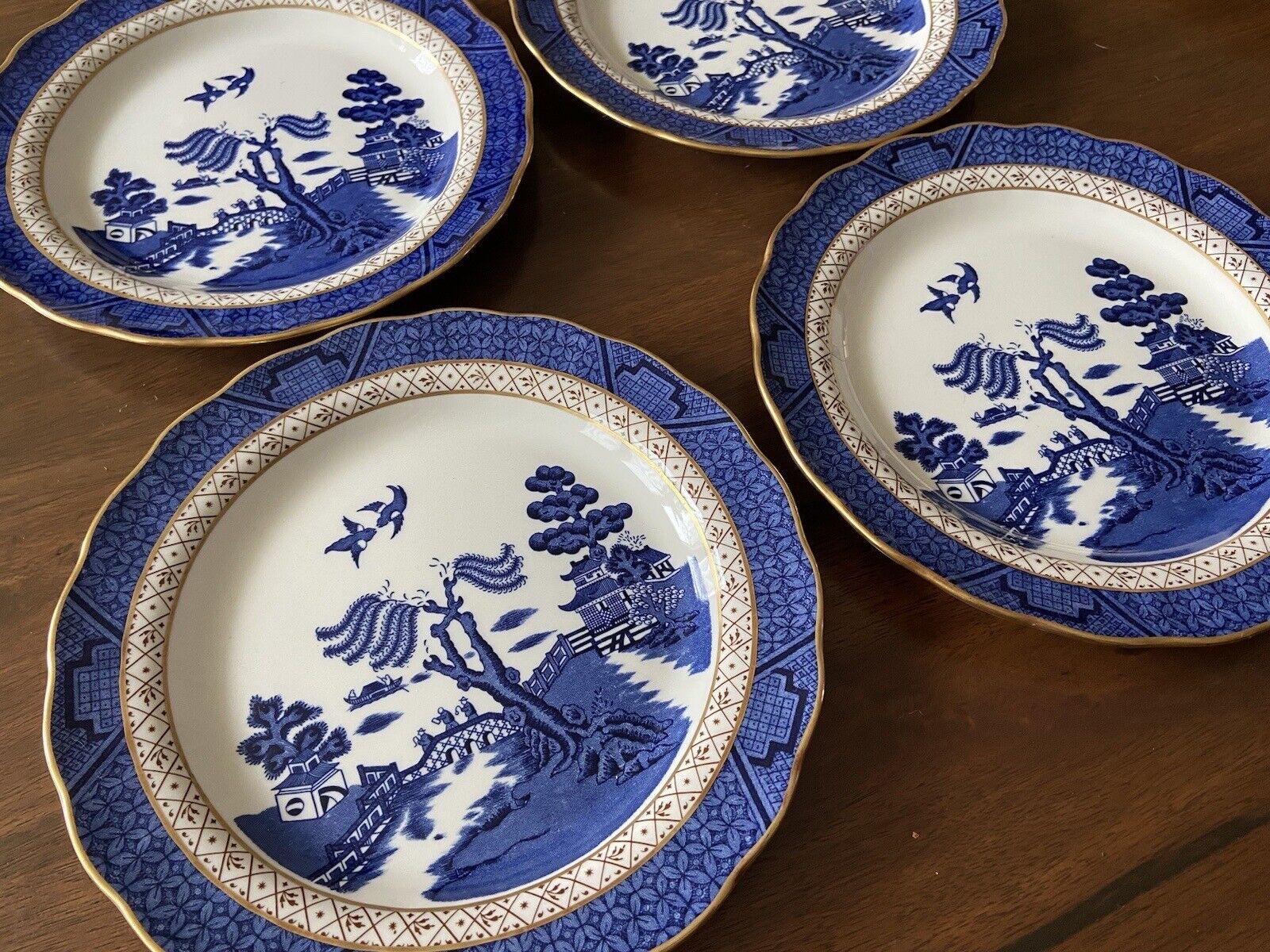 Set Of 4 Royal Doulton Booths Real Old Willow Plate TC1126 1981