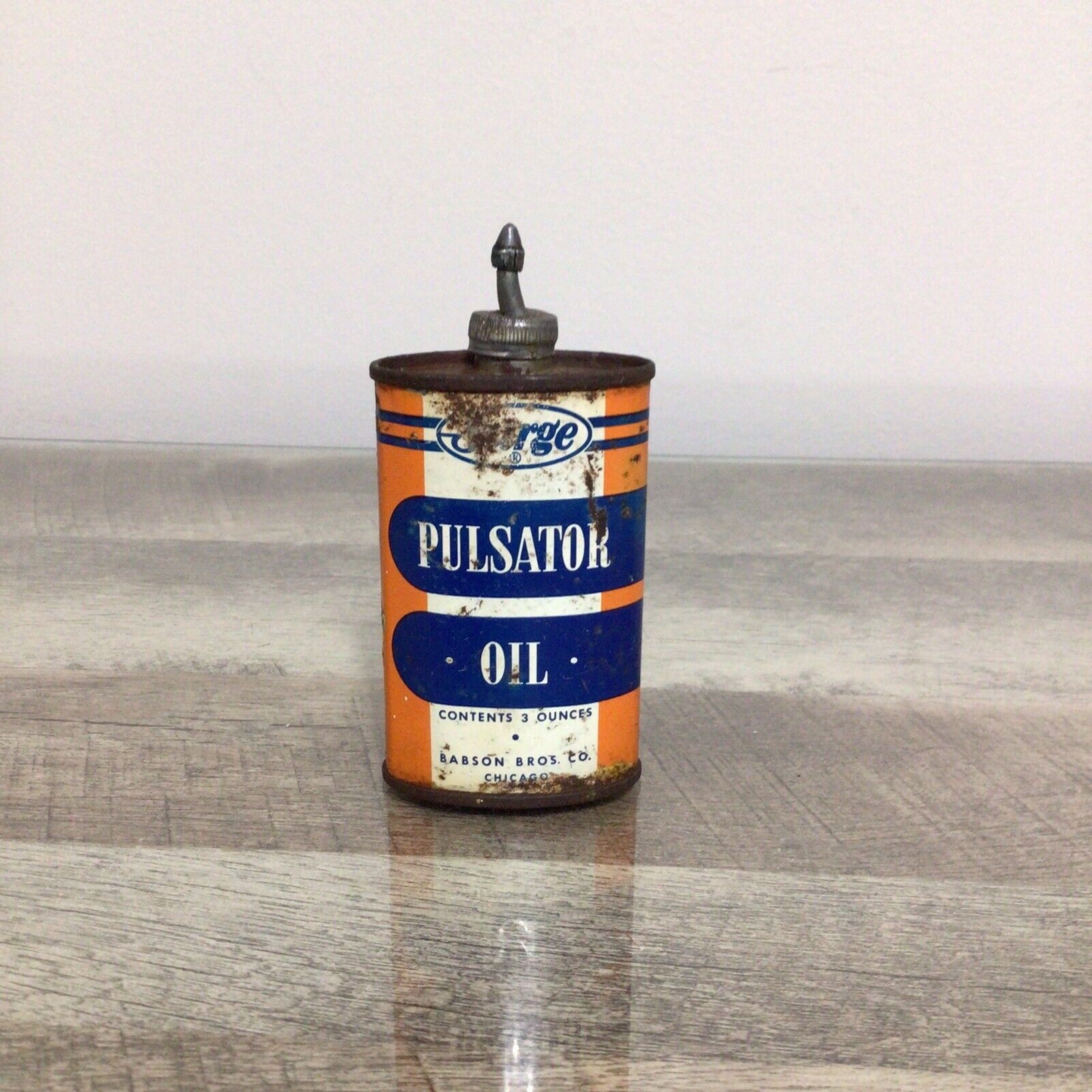 Vintage Surge Pulsator Oil Tin Can Lead Spout Empty Advertising Tin