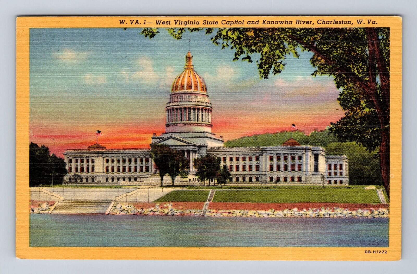 Charleston WV- West Virginia, State Capitol And Kanawha River, Vintage Postcard