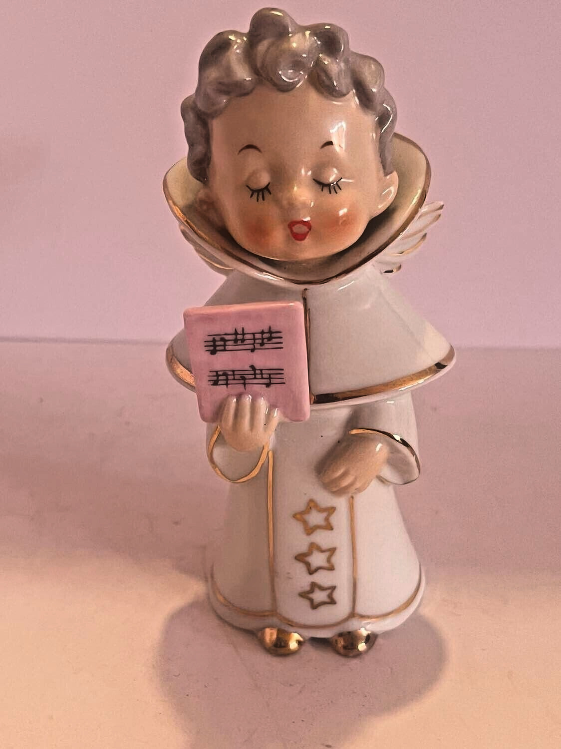 Vintage Christmas Wales ceramic figurine choir boy angel high collar Japan