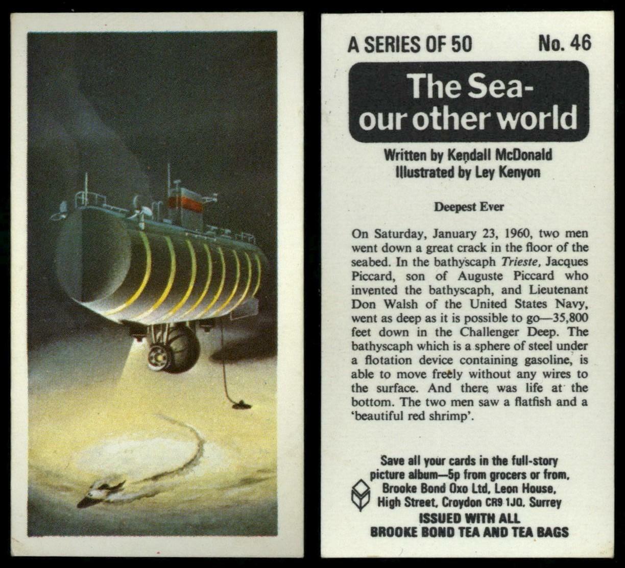 Deepest Ever #46 The Sea Our Other World 1974 Brooke Bond Tea Card