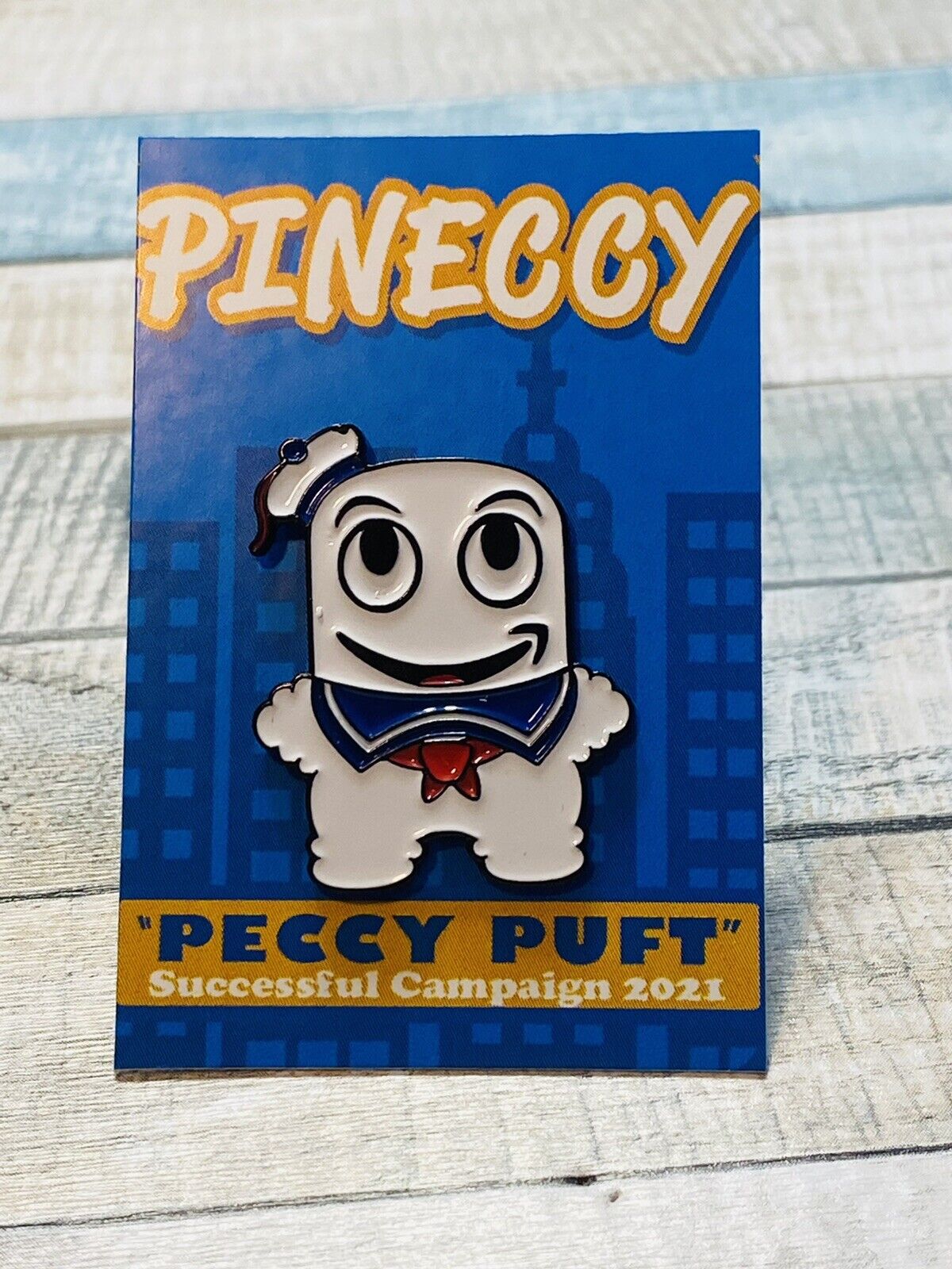 *RARE* Stay Puft Marshmallow Ghostbusters Pineccy Amazon Employee Vest Pin