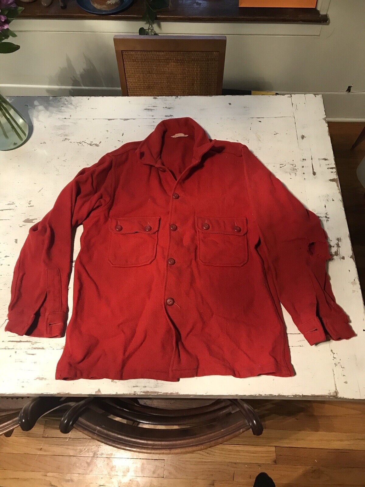 Vtg 60s 70s Boy Scouts Of America Official Red Wool Blend Jacket L ? Thrashed