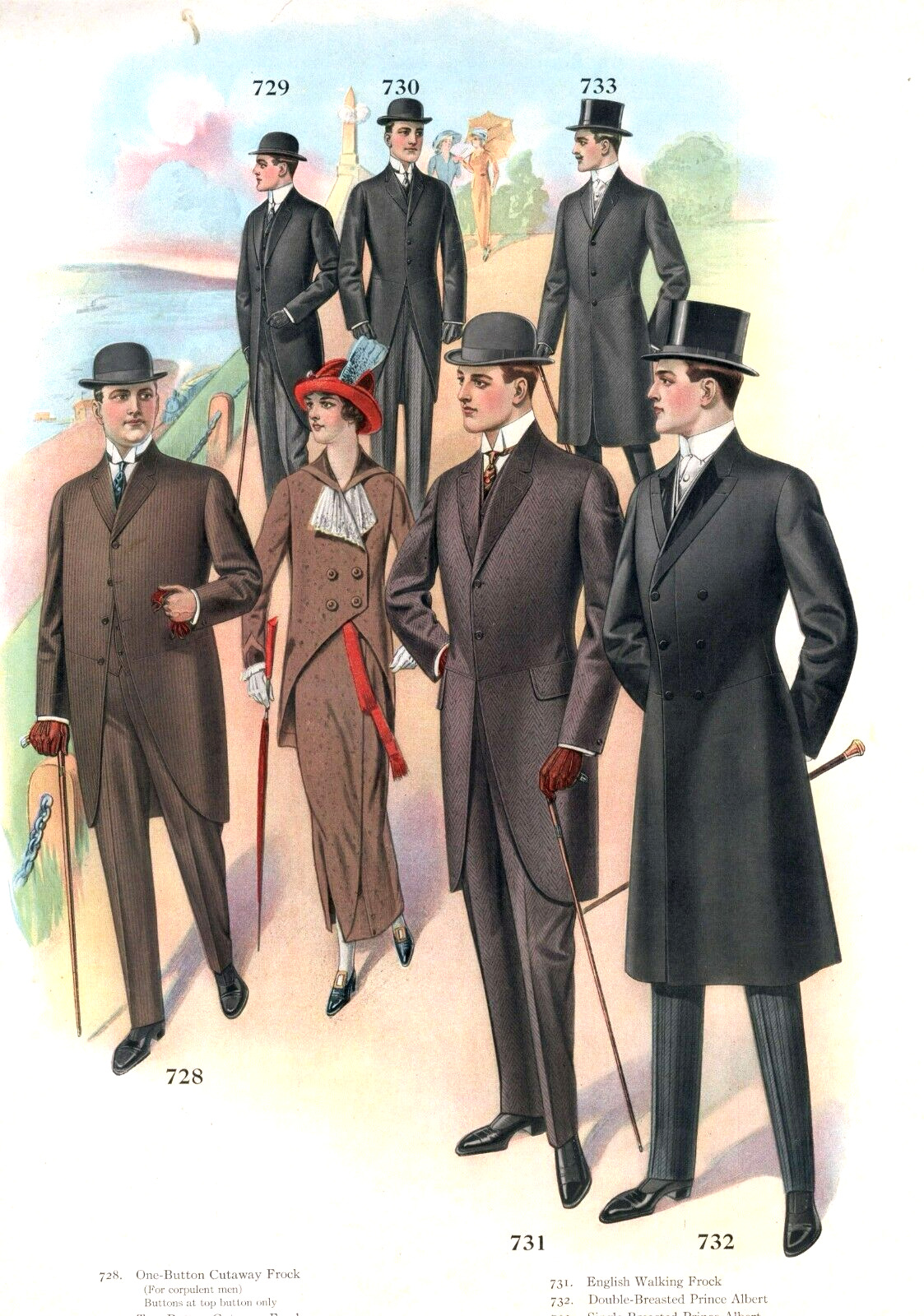 Men\'s Fashion Catalog Page - No. 728 - No. 733  -  Ca. 1910