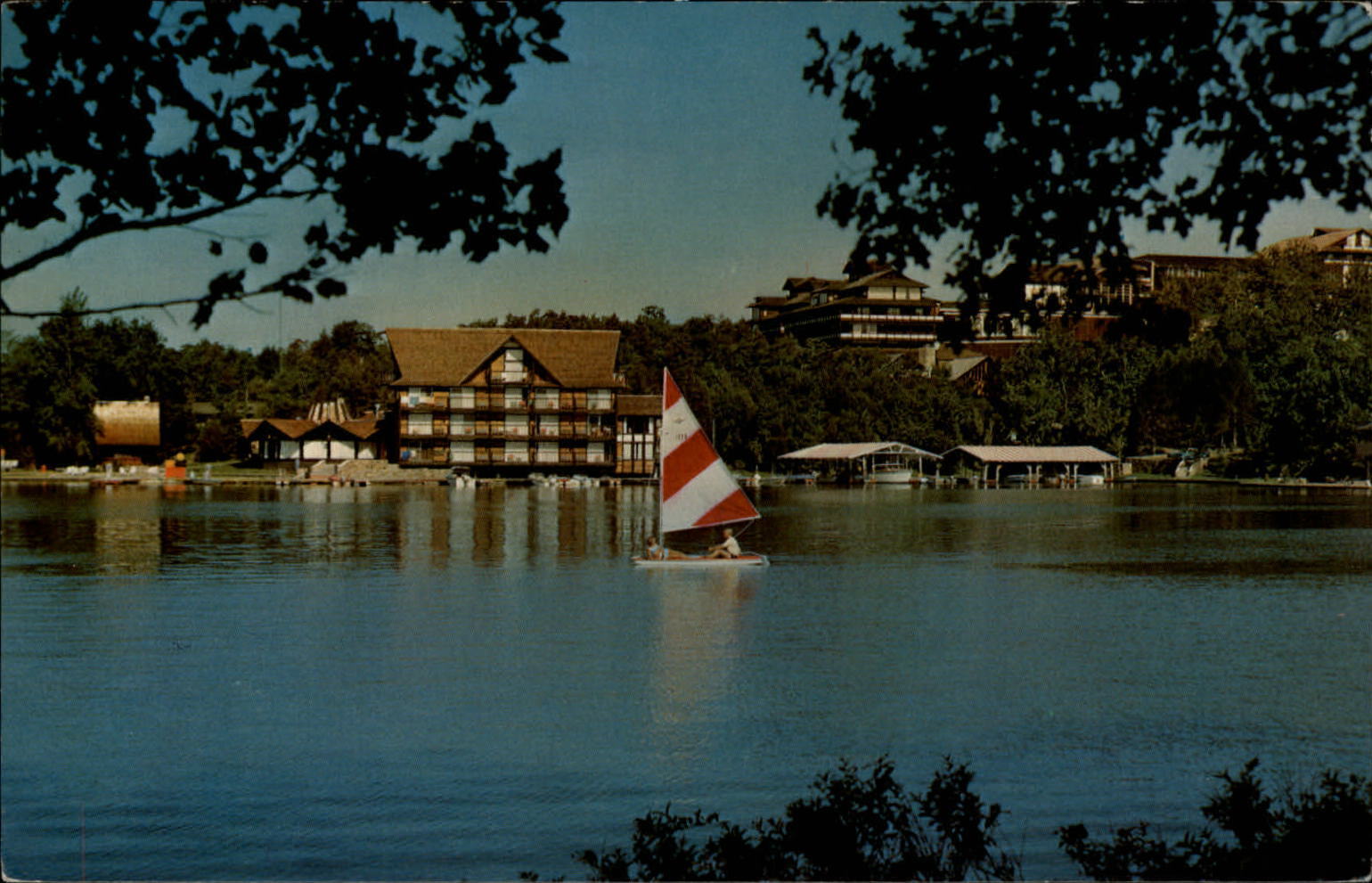 Tan-Tar-A Resort Osage Beach Missouri sailboat ~ 1960s vintage postcard