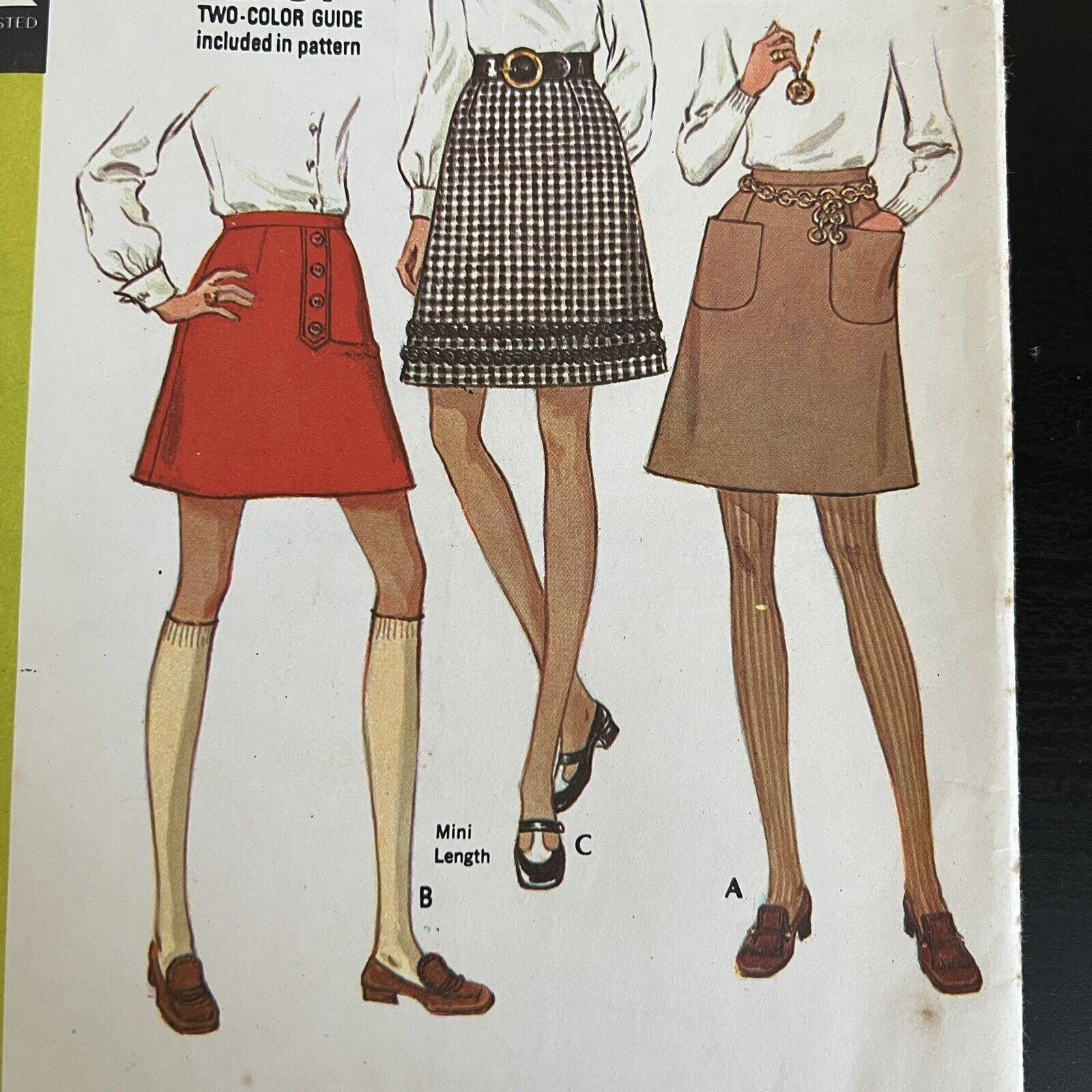 vintage 1960s McCalls 2110 Mod Darted A-Line Skirt Sewing Pattern 27 Small CUT