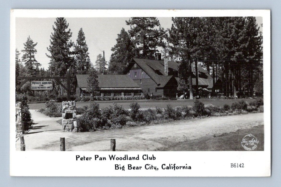 RPPC 1940'S. PETER PAN WOODLAND CLUB. BIG BEAR CITY, CAL. POSTCARD 1A38