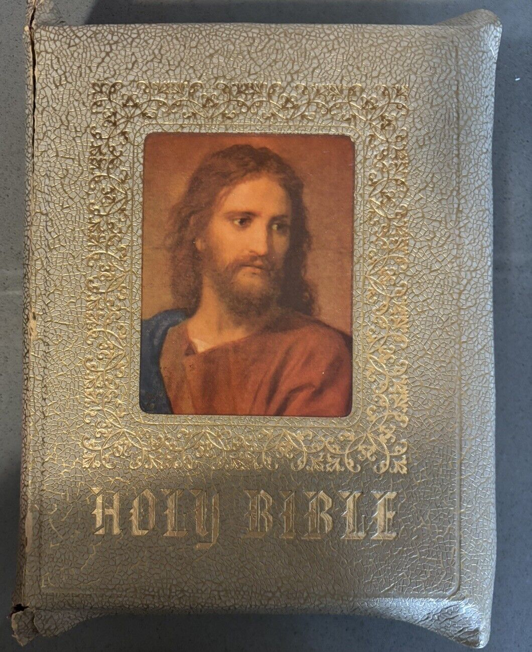 VTG 1958 Holy Bible Clarified Edition Illustrated Gold KJV Good Savior Edition