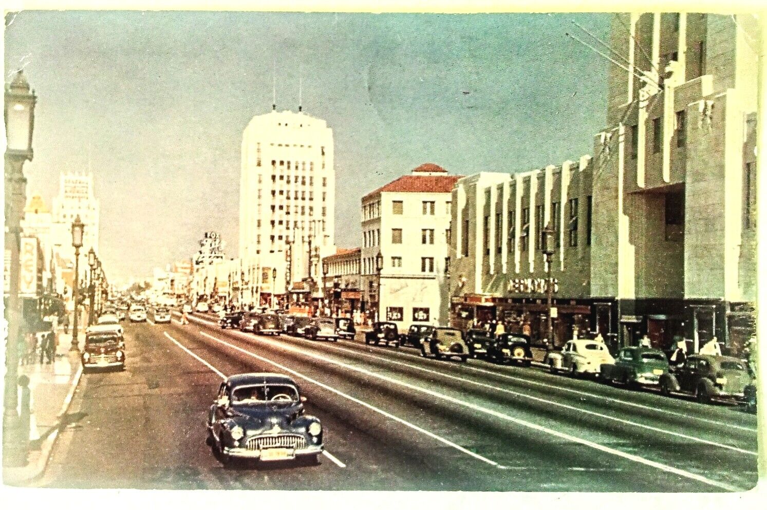 Miracle Mile Los Angeles, California CA Shopping District 1953 Postcard 