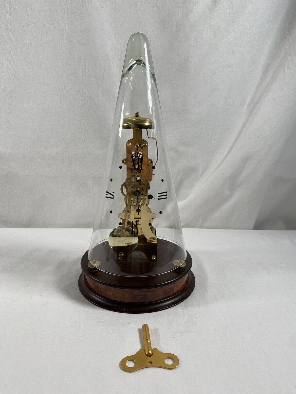 Franz Hermle LEYTON Skeleton Mechanical Mantel Clock Mahogany Glass Dome Work