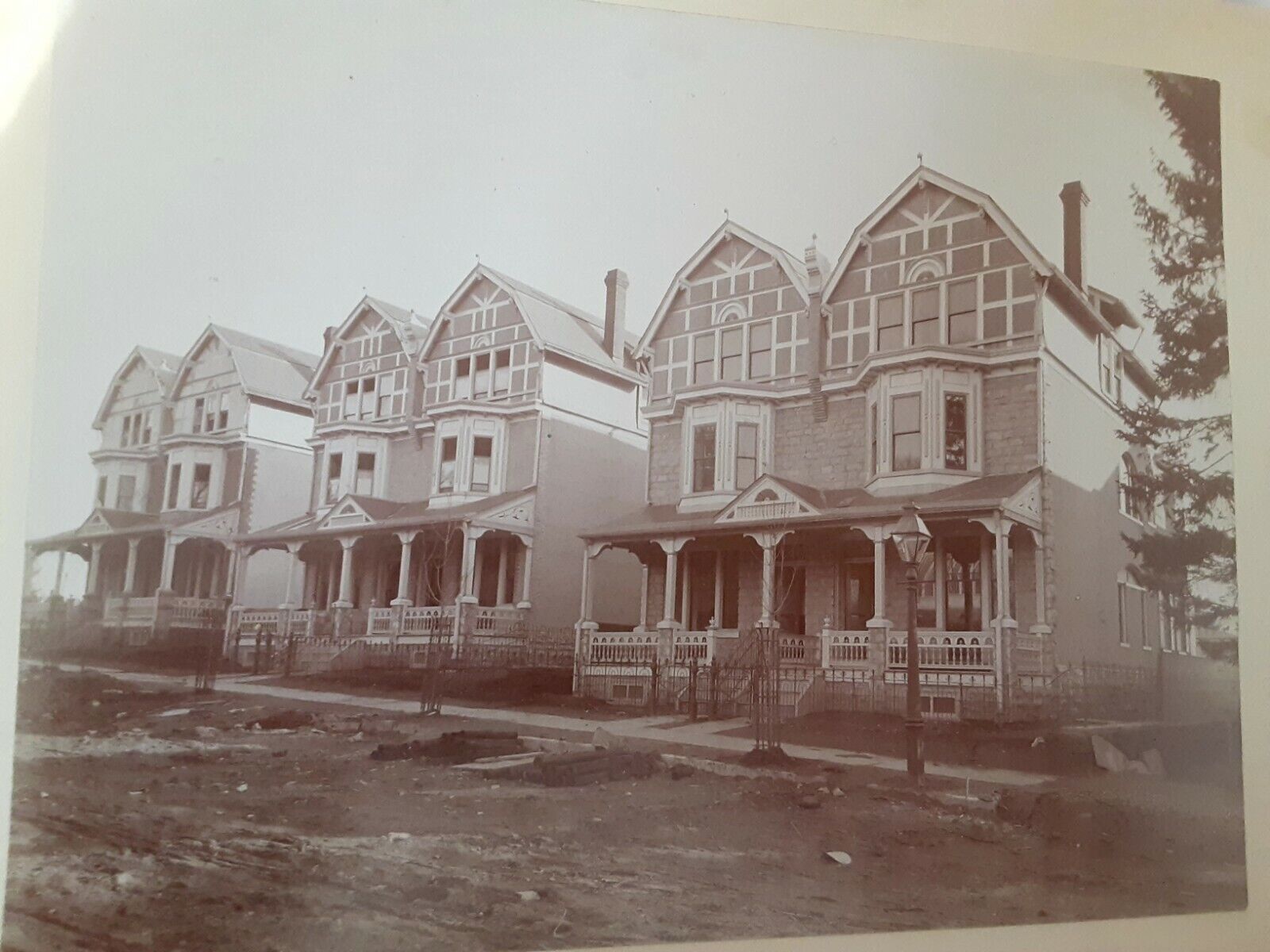  ORIGINAL c1897 8x10 mounted photograph West Philadelphia ? Pennsylvania houses