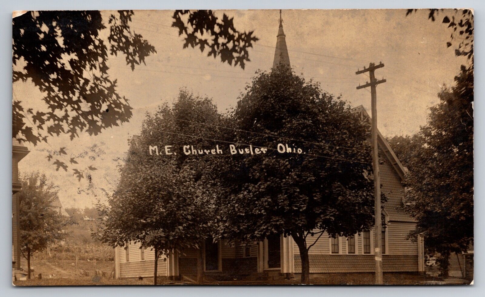 M.E. Church Butler Ohio OH Methodist Episcopal 1916 Real Photo RPPC