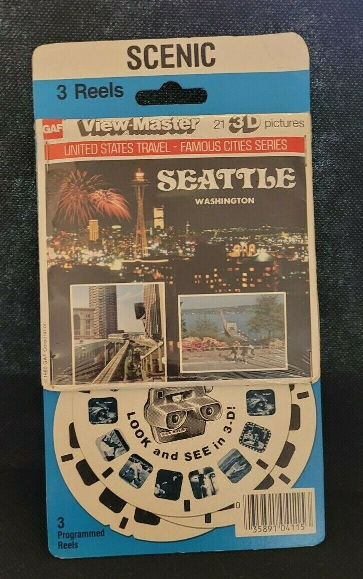 Gaf Sealed A274 Seattle Washington Famous City view-master Reels Stapled Packet
